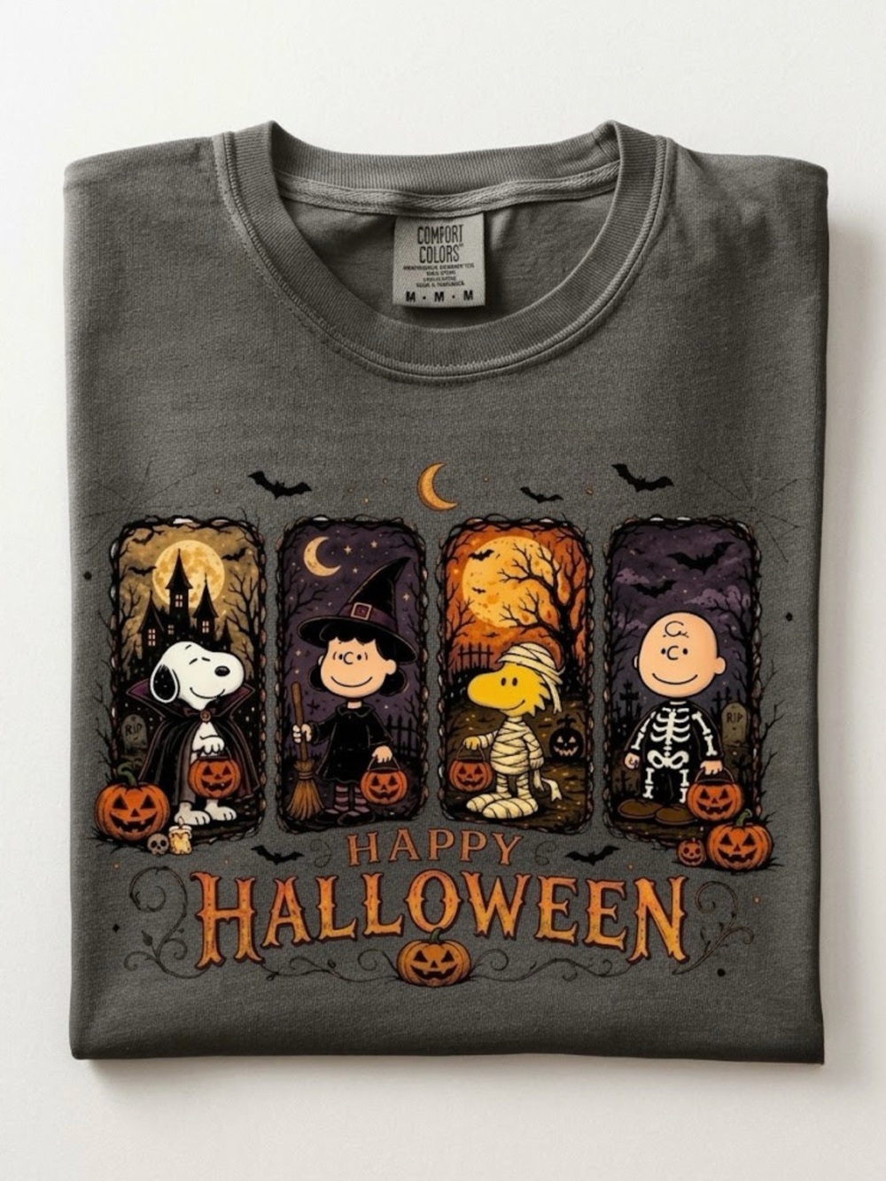 Happy Halloween With Peanuts Friends Retro Spooky Season Comfort Colors Tee